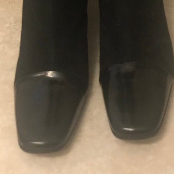 Joan & David 6.5 M Black Knee High Patent Leather & Suede Boots - Picture 4 of 7